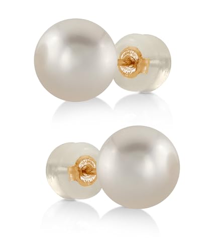 THE PEARL SOURCE White Japanese Akoya Real Pearl Earrings for Women - 14k Gold Stud Pearl Earrings | Hypoallergenic Earrings with Genuine Cultured Pearls, 7.5-8.0mm - Image 1