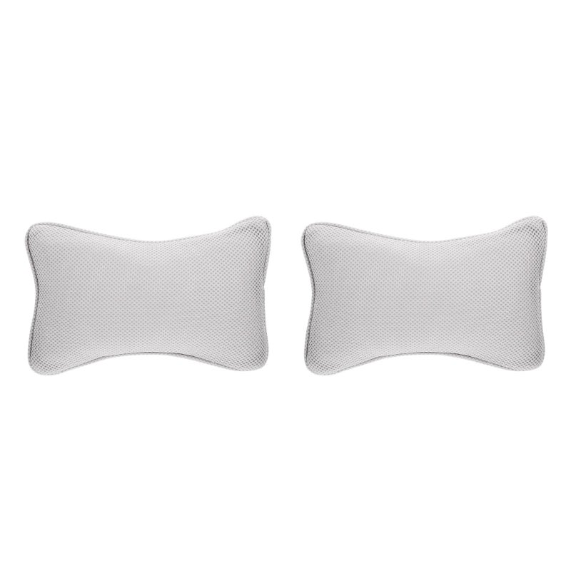 🍳 وسادة حمام غير قابلة للانزلاق مع أكواب شفط لدعم الرأس والرقبة والكتف رمادي - Image 4