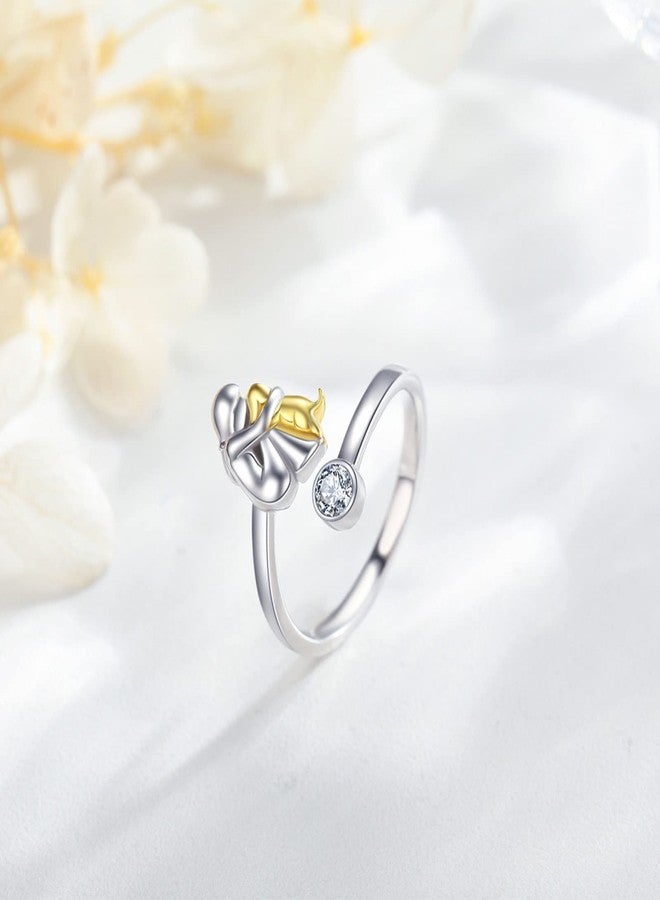 JUSTKIDSTOY Dog Ring 925 Sterling Silver Cute Animal Adjustable April Birthstone Ring Dog Jewelry Gifts for Women Pet Lover - Image 2