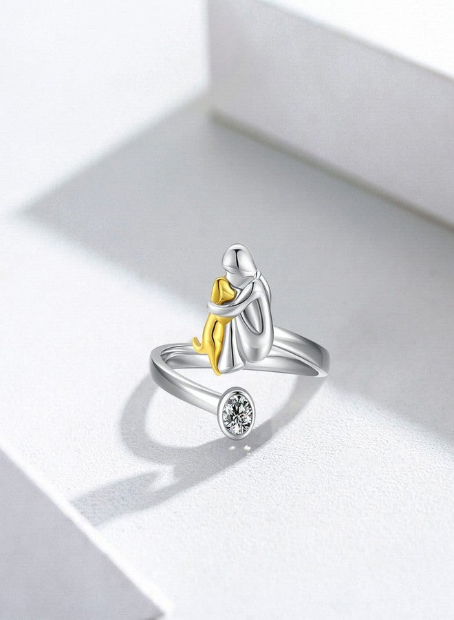 JUSTKIDSTOY Dog Ring 925 Sterling Silver Cute Animal Adjustable April Birthstone Ring Dog Jewelry Gifts for Women Pet Lover - Image 3