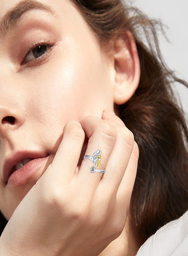 JUSTKIDSTOY Dog Ring 925 Sterling Silver Cute Animal Adjustable April Birthstone Ring Dog Jewelry Gifts for Women Pet Lover - Image 4
