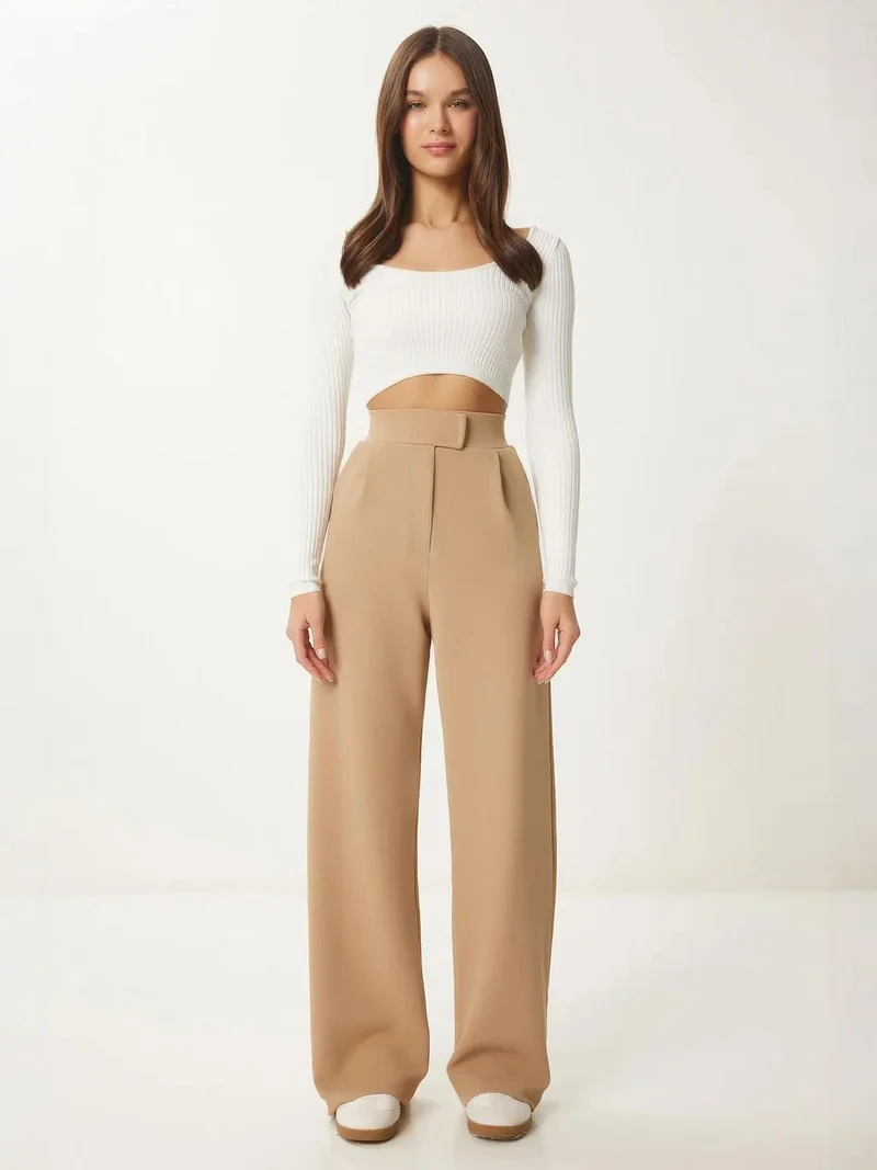 إسطنبول الساحرة ISTANBUL High Waist Textured Palazzo Pants