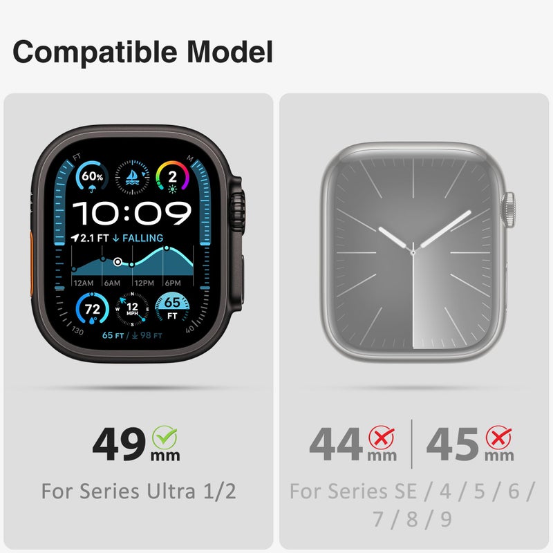 ULTIMAL Bands Case Compatible with Apple Watch Ultra 2/1 49mm for Men, Rugged Sports Band with Tough Shockproof Bumper Case, Heavy Duty Replacement Band (Black/Orange) - Image 4