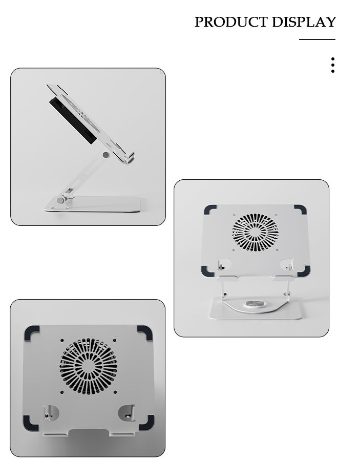 DUNISO 360 ° Rotating Aluminium Laptop Stand with Cooling Fan,Aluminium Alloy Multi-Angle Computer Holder for Desk, Portable Notebook Metal Mount Compatible with  10-17 Inch Laptops, Tablets - Image 5