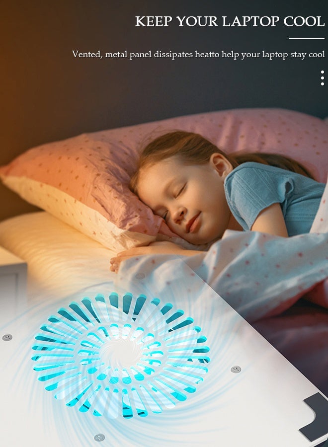 DUNISO 360 ° Rotating Aluminium Laptop Stand with Cooling Fan,Aluminium Alloy Multi-Angle Computer Holder for Desk, Portable Notebook Metal Mount Compatible with  10-17 Inch Laptops, Tablets - Image 4