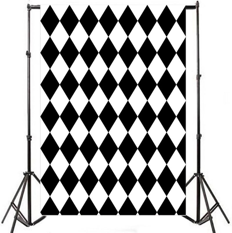 Laeacco 6X8FT Vinyl Photography Background Mosaic Theme Black and White Rhombus Pattern Design Backdrop Party Artistic Children Adults Photo Backdrop 18W x25H M Photo Studio Prop - Image 4