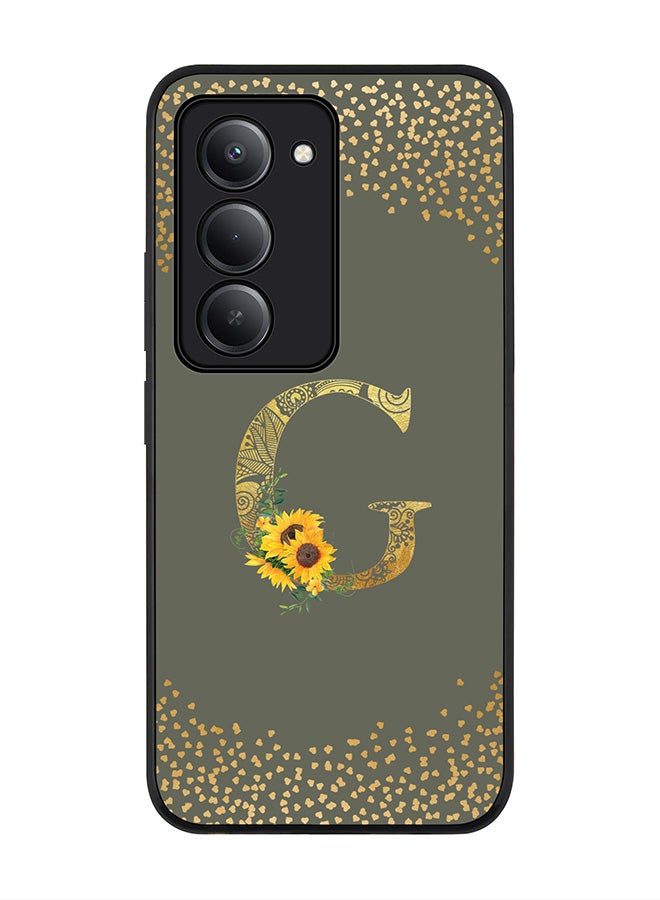 Stylizedd For Xiaomi Redmi 15 5G Case,Slim fit Camera Protection, Shockproof Thin Phone cover  - Custom Floral Monogram - G  (Olive Green ) - Image 1