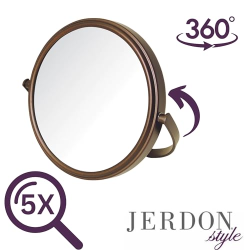 Model's Choice JERDON Tabletop Vanity Makeup Mirror with Bronze Finish – 5.5” Diameter Mirror with 5X-1X Magnification – Model MC109BZP - Image 5