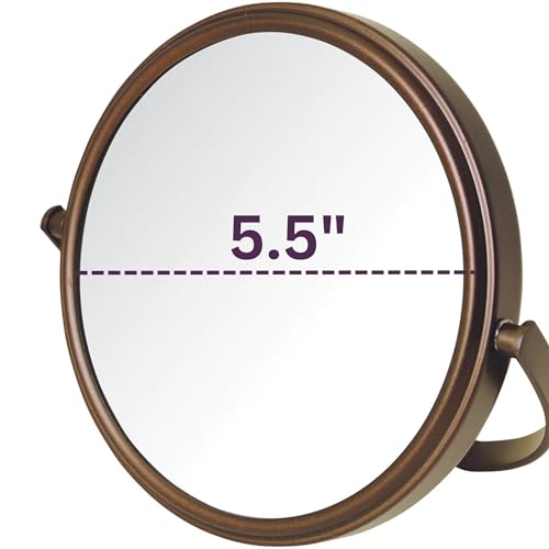 Model's Choice JERDON Tabletop Vanity Makeup Mirror with Bronze Finish – 5.5” Diameter Mirror with 5X-1X Magnification – Model MC109BZP - Image 3