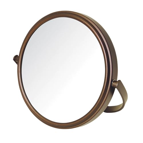 Model's Choice JERDON Tabletop Vanity Makeup Mirror with Bronze Finish – 5.5” Diameter Mirror with 5X-1X Magnification – Model MC109BZP - Image 1