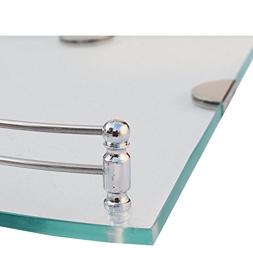 Flaner 6x6 Inch Wall Mount Glass Corner Shelf for Bathroom/Wall Stand/Bathroom Shelf/Wall Storage Shelf/Bathroom Rack/Kitchen Shelf(Pack of 2,Clear) - Image 2