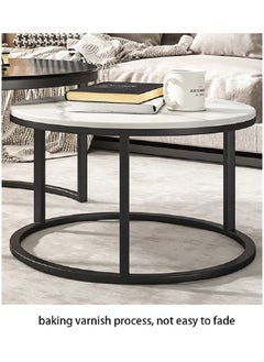 AGD Minimalist Coffee Tables End Tables with Creative Transparent Rock Desktop  2Round Nesting Table Set for Living Room  - Image 4