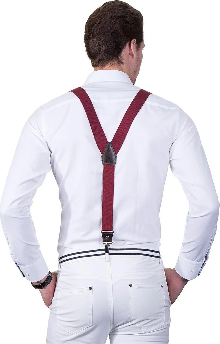 Tudors Claret Red Plain Men's Trouser Suspenders