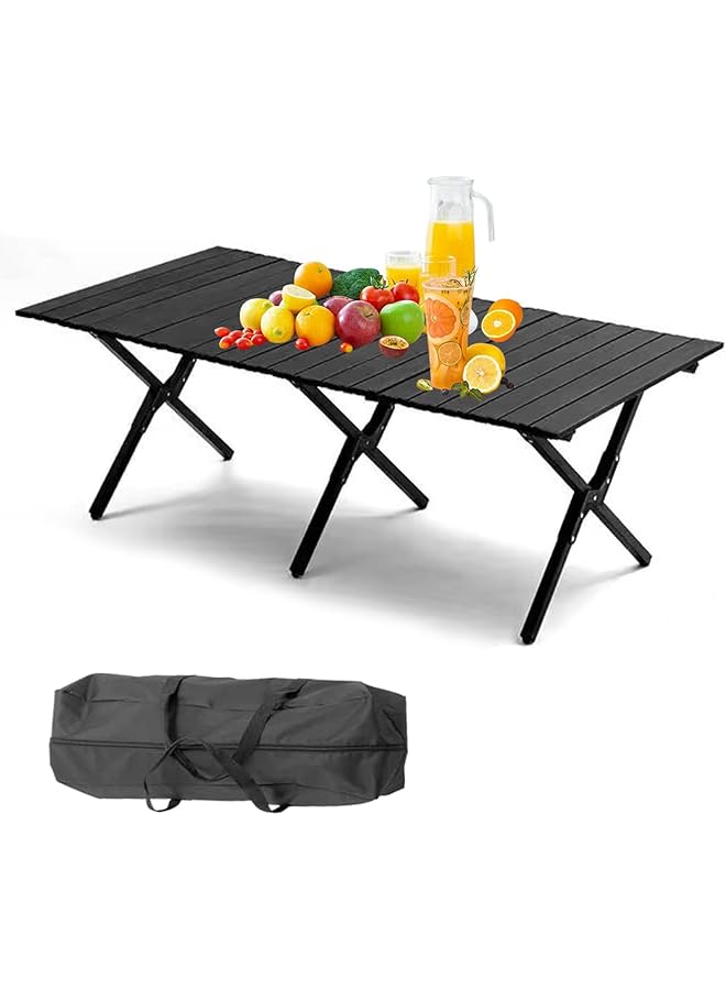 Beauenty Portable Outdoor Table, 120 * 60Cm Lightweight Folding Camping Picnic Table For Outdoor Camping, Beach, Bbq, Party (Black) - Image 1