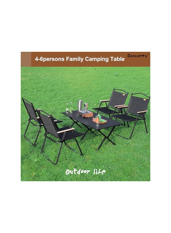 Beauenty Portable Outdoor Table, 120 * 60Cm Lightweight Folding Camping Picnic Table For Outdoor Camping, Beach, Bbq, Party (Black) - Image 5