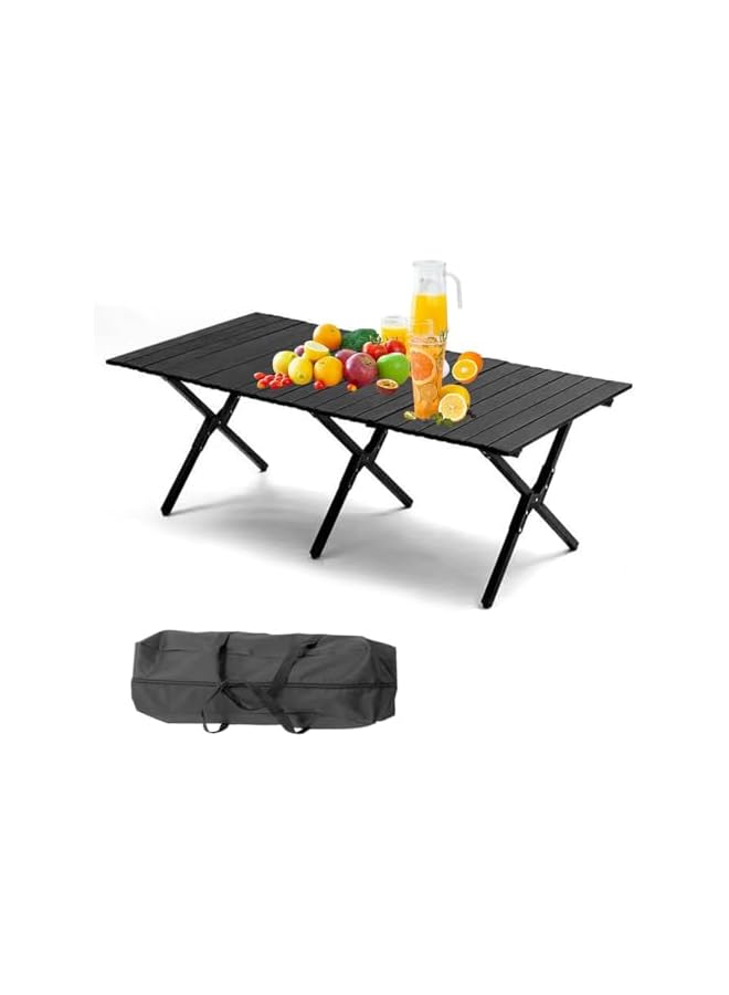 Beauenty Portable Outdoor Table, 120 * 60Cm Lightweight Folding Camping Picnic Table For Outdoor Camping, Beach, Bbq, Party (Black) - Image 2