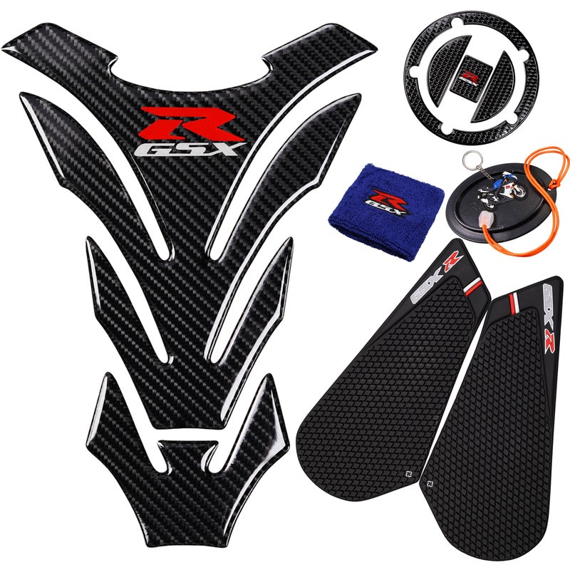 REVSOSTAR 3D Black Rubber Side Tank Pad Protector Anti Slip Sticker Tank Side Traction Pad 3D Gas Cap Fuel Cap DecalTank Protector for GSXR 600 750 20112015 Black
