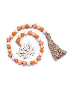 SYOSI Wood Bead Garland with Tassel 30Inch Farmhouse Natural Wall Hanging Vase Handle Tiered Tray Decor Thanksgiving Fall Harvest Party Fireplace Ornament  - Image 1