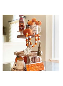 SYOSI Wood Bead Garland with Tassel 30Inch Farmhouse Natural Wall Hanging Vase Handle Tiered Tray Decor Thanksgiving Fall Harvest Party Fireplace Ornament  - Image 2
