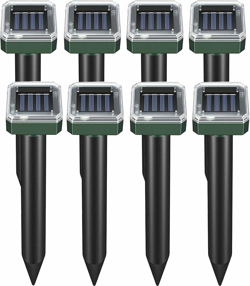 Ariie Mole Repellent Solar Powered, 8 Pack Waterproof Ultrasonic Gopher Vole Repellent Outdoor, Rat, Squirrel, Skunk, Repellent for Lawn Garden Yard - Image 1
