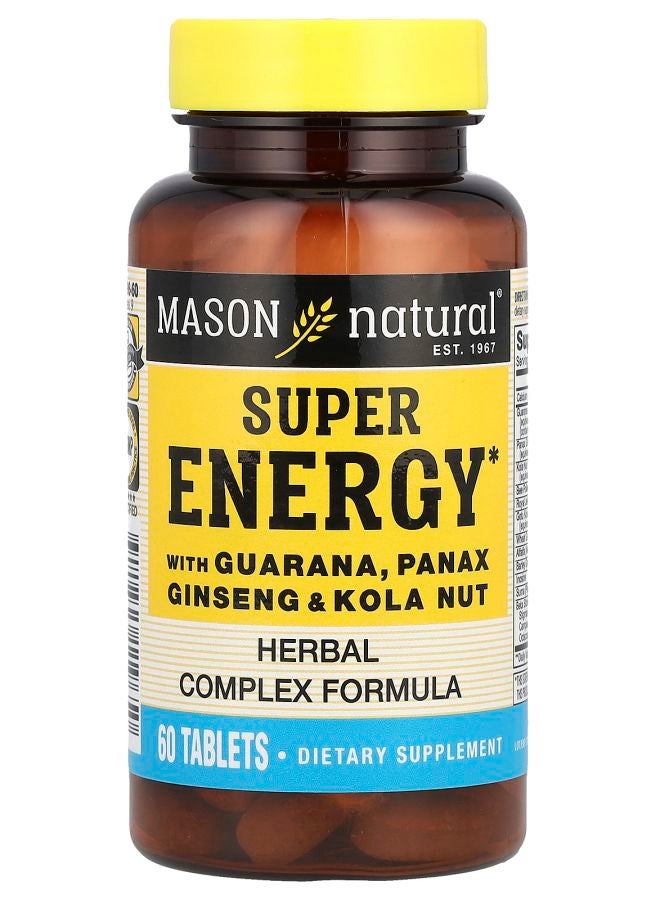 Mason Natural Super Energy with Guarana Panax Ginseng & Kola Nut 60 Tablets