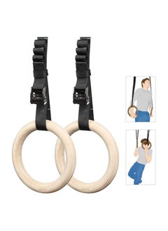 SportQ SportQ®Gymnastics Rings, Professional Olympic Wooden Gymnastics Rings with 5M Adjustable Buckle Straps; Anti-Slip Training Rings with Scale and Exercise Rings for Gymnastics, Bodybuilding, Pull Up  - Image 1
