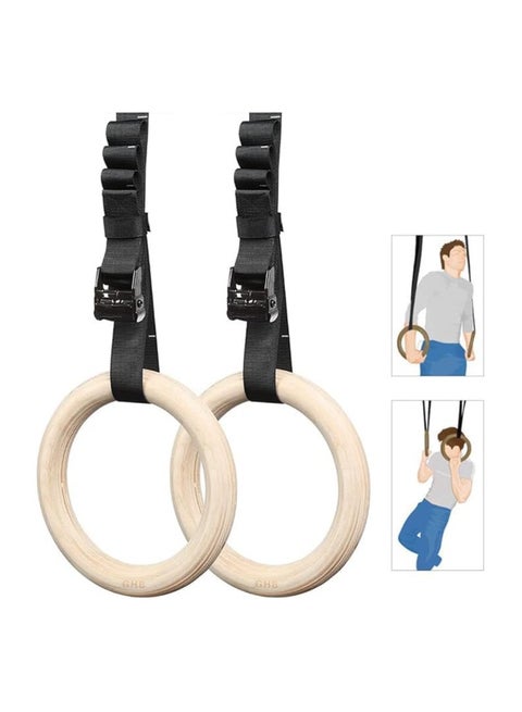 SportQ®Gymnastics Rings, Professional Olympic Wooden Gymnastics Rings with 5M Adjustable Buckle Straps; Anti-Slip Training Rings with Scale and Exercise Rings for Gymnastics, Bodybuilding, Pull Up