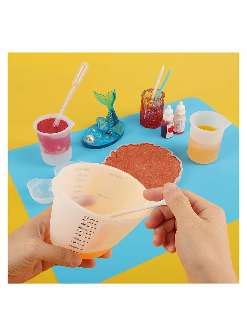 KASTWAVE Silicone Measuring Cups, Resin Mixing Pouring Cups for Epoxy Set of 2, Resin Jewelry Making, Non Stick Reusable Craft Measuring Cups 16 OZ - Image 5