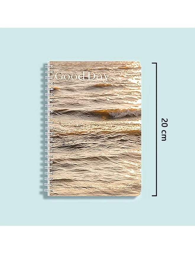 4 Pcs Spiral Notebook Set, Hardcover Wave cover Simple Notepad, Class Notes Business Office Notebook (Gold+Blue+Black) - Image 2