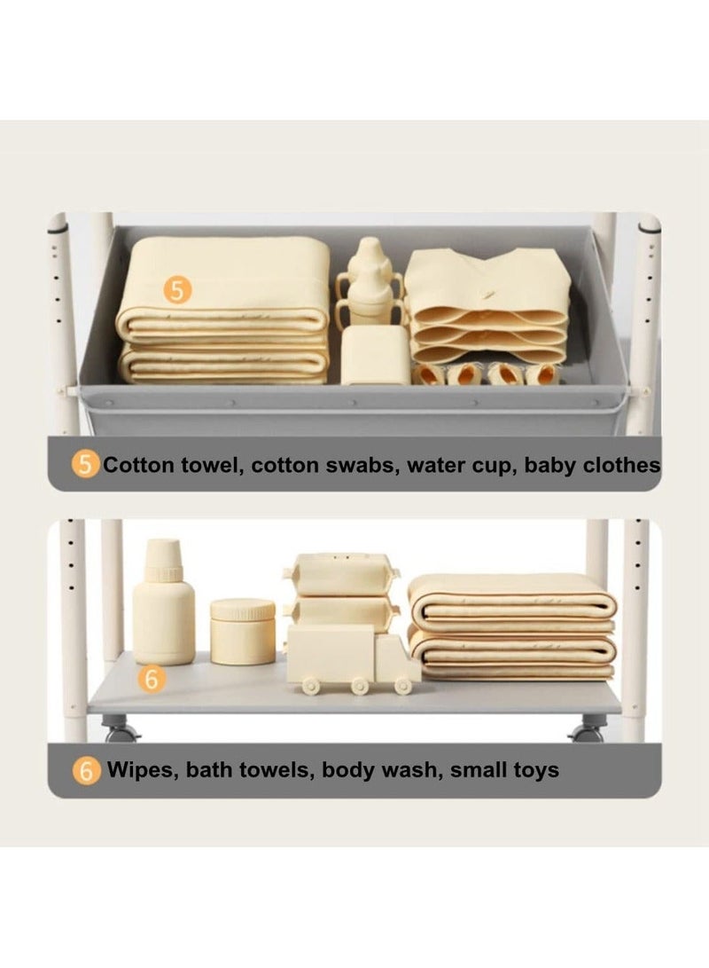 WALALLA Portable Baby Changing Table,Foldable Changing Table Dresser Changing Station for Infant,Nursing Bath 2 in 1,Mobile Nursery Organizer for Newborn Essentials,Grey - Image 5