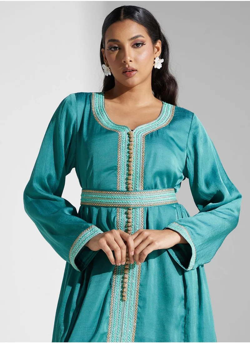KASHKHA Belted Jalabiya