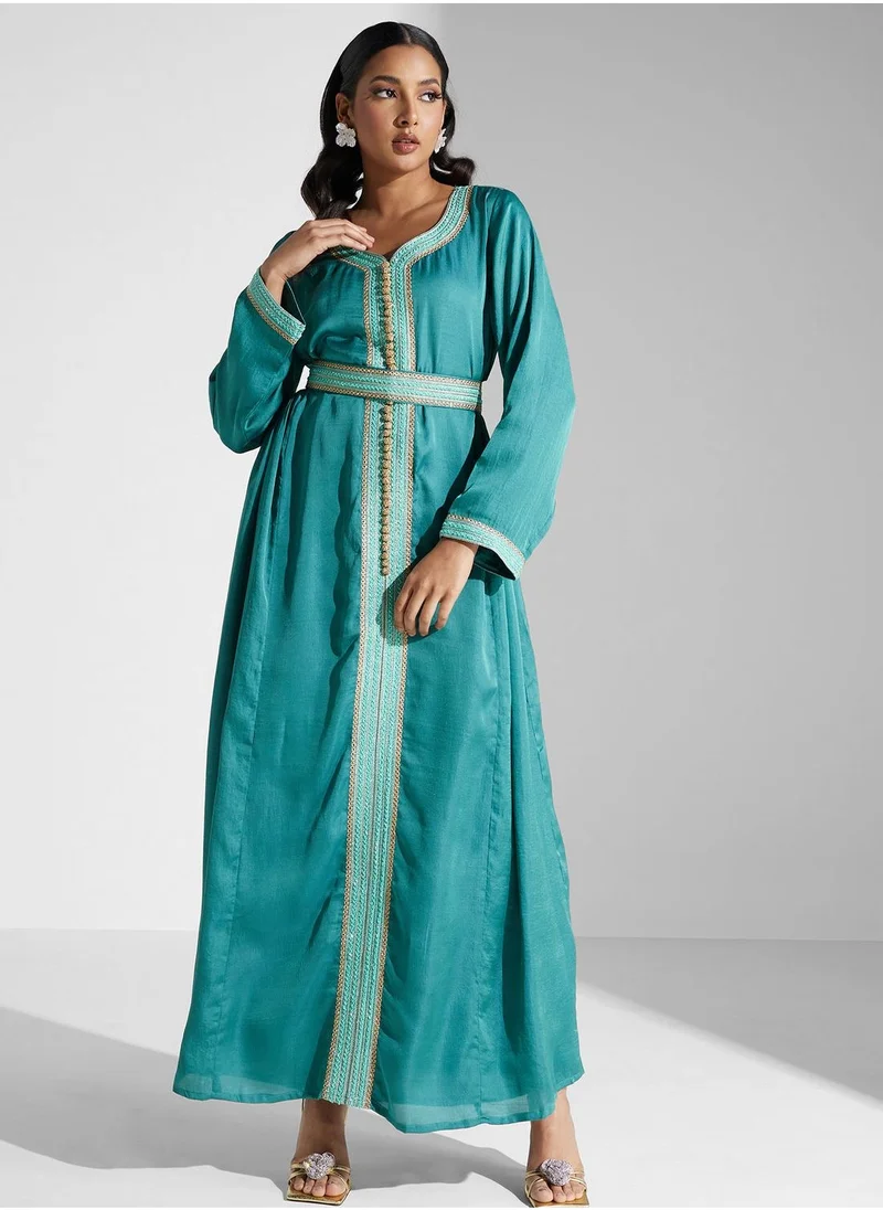 KASHKHA Belted Jalabiya