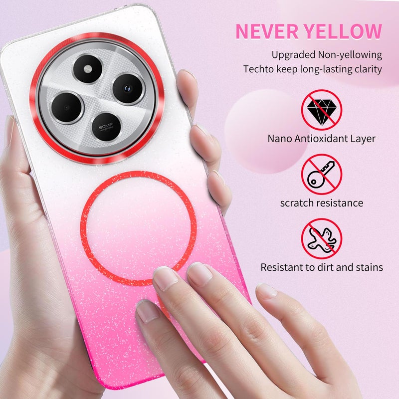 إيروريكس جراب هاتف Xiaomi Poco X7 5G مقاوم للصدمات من MagSafe بلون ذهبي لامع ومتدرج اللون (أزرق) - Image 2