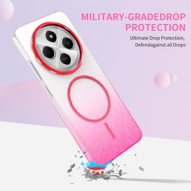 إيروريكس جراب هاتف Xiaomi Poco X7 5G مقاوم للصدمات من MagSafe بلون ذهبي لامع ومتدرج اللون (أزرق) - Image 3