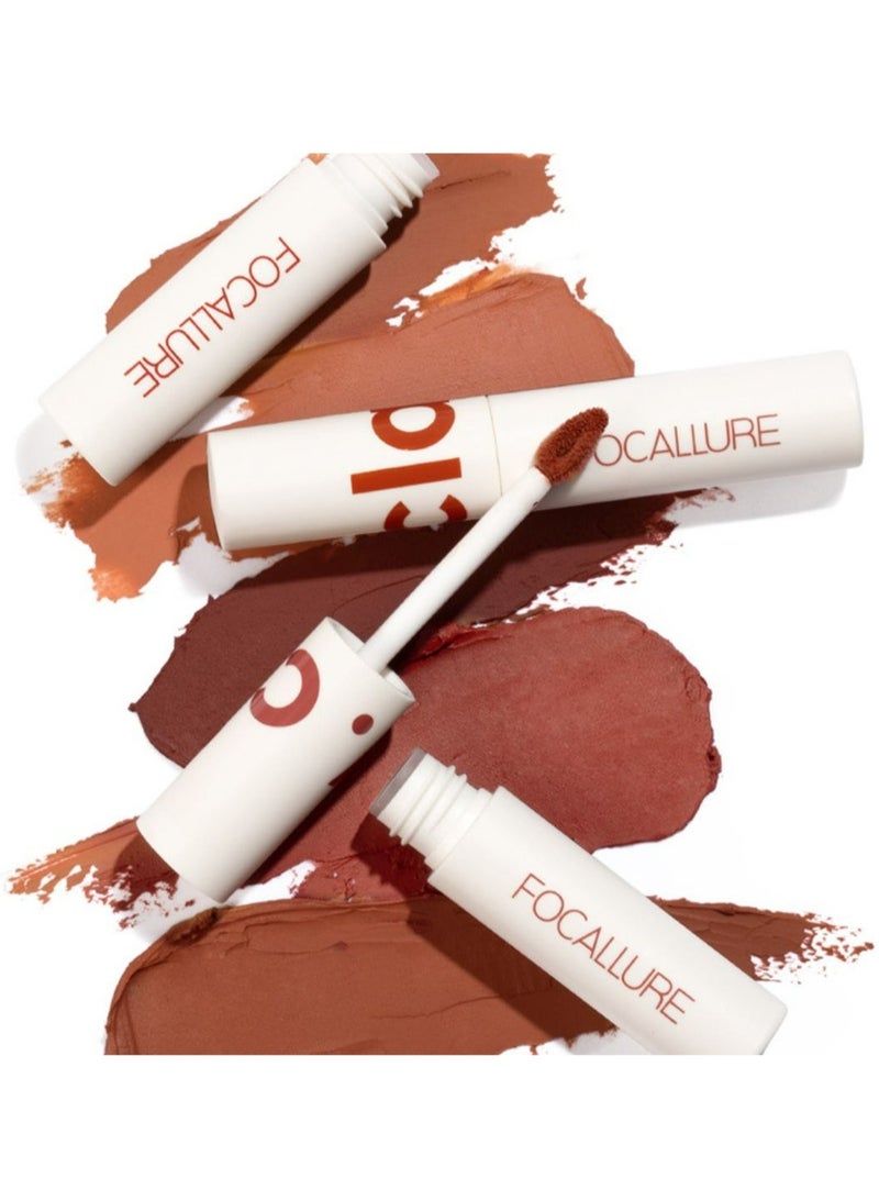 فوكالور أحمر شفاه سائل مخملي غير لامع بلمسة نهائية من الساتان لتغطية كاملة لون الشفاه عالي الصبغة للخدود والشفاه، مكياج شفاه ناعم ناعم خفيف الوزن وسريع الجفاف - 304 Pink Lady - Image 5