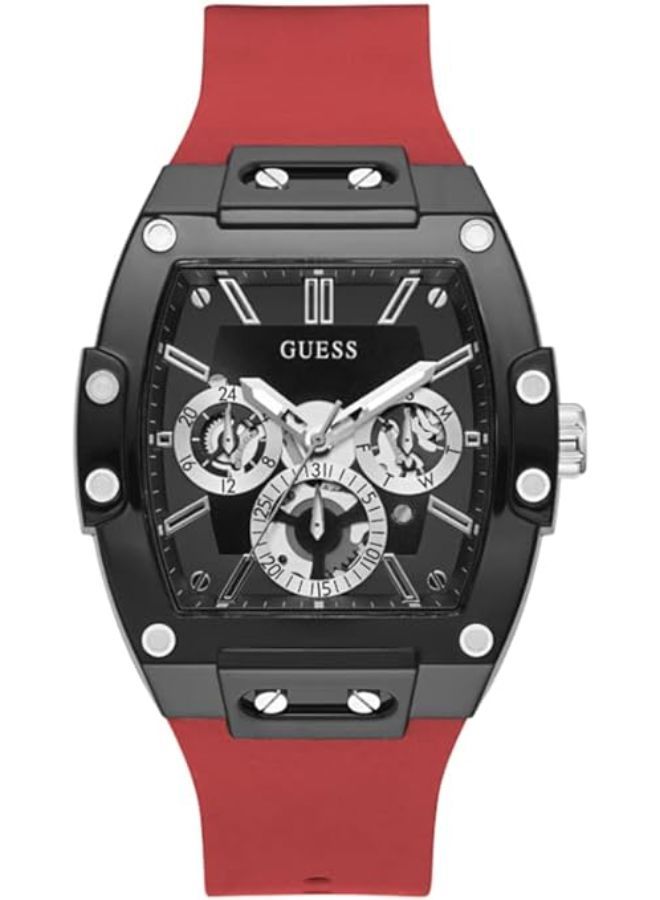 GUESS ساعة جيس سوداء اللون من السيليكون باللون الأحمر GW0203G4 - Image 1