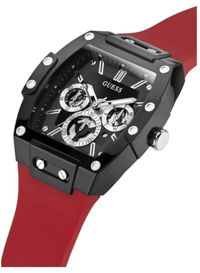 GUESS ساعة جيس سوداء اللون من السيليكون باللون الأحمر GW0203G4 - Image 2