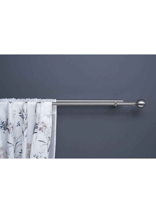 Pan Home Ball 19/16mm-19/16mm Double Curtain Rod Extendable 132x365cm-Satin Silver - Image 1