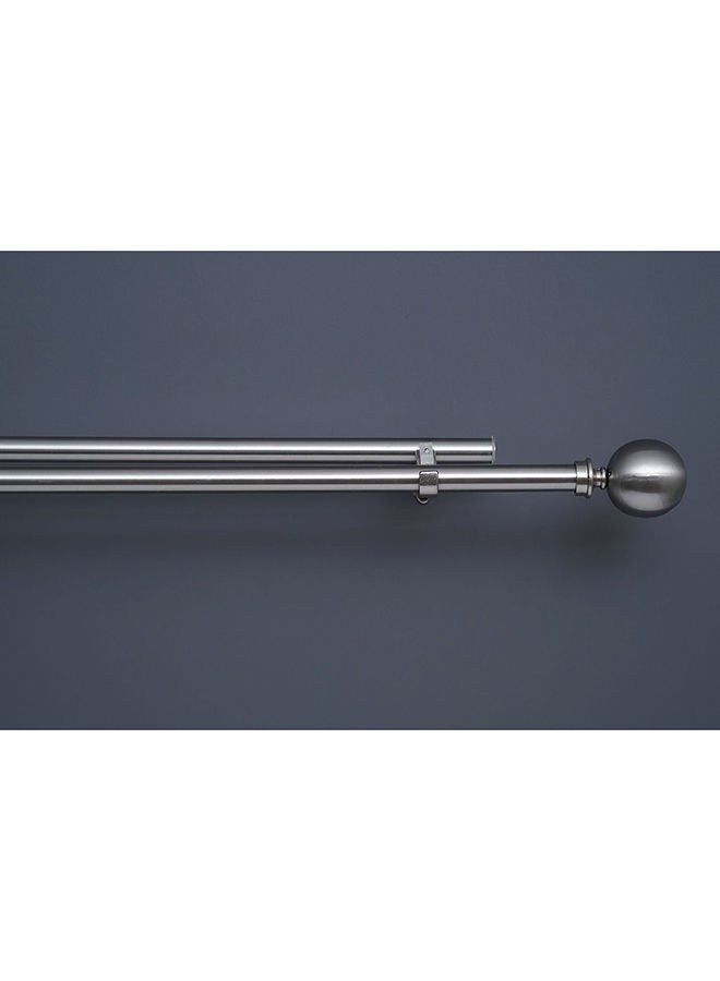 Pan Home Ball 19/16mm-19/16mm Double Curtain Rod Extendable 132x365cm-Satin Silver - Image 2
