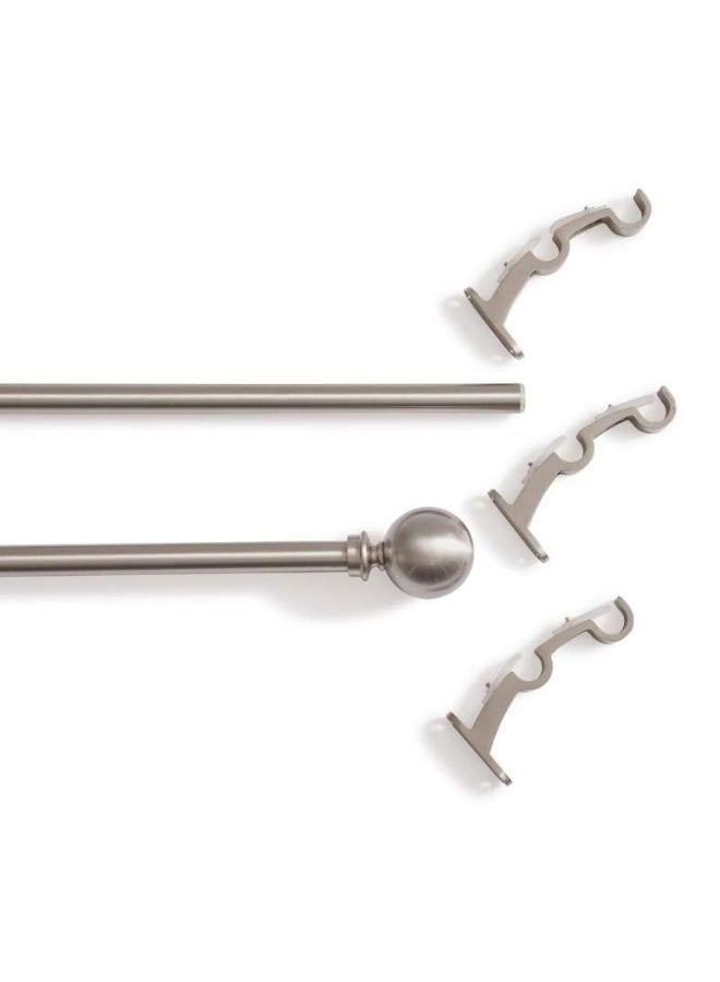 Pan Home Ball 19/16mm-19/16mm Double Curtain Rod Extendable 132x365cm-Satin Silver - 124JEP9900008 - Image 3