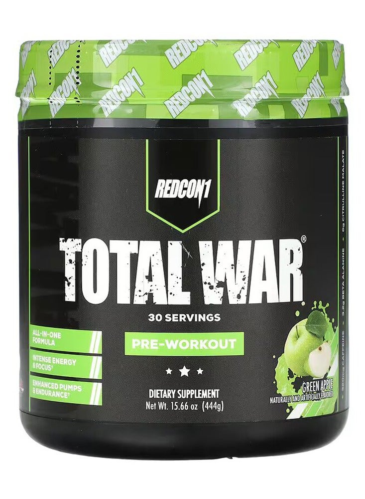 REDCON1 Total War Pre Workout Green Apple 30 Servings 444g - Image 1