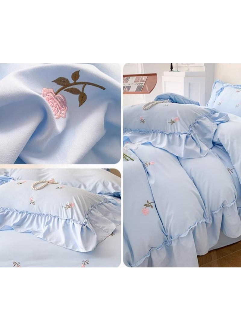 Bed Sheet Style — Four Piece Set Of Washed Cotton Princess Embroidered Bedding - Image 3