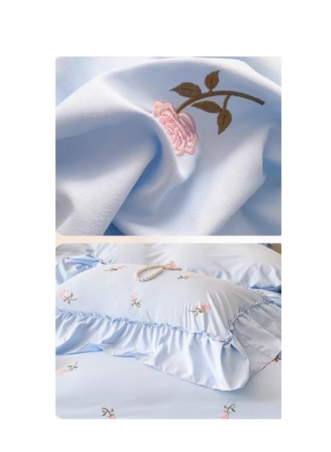 Bed Sheet Style — Four Piece Set Of Washed Cotton Princess Embroidered Bedding - Image 4