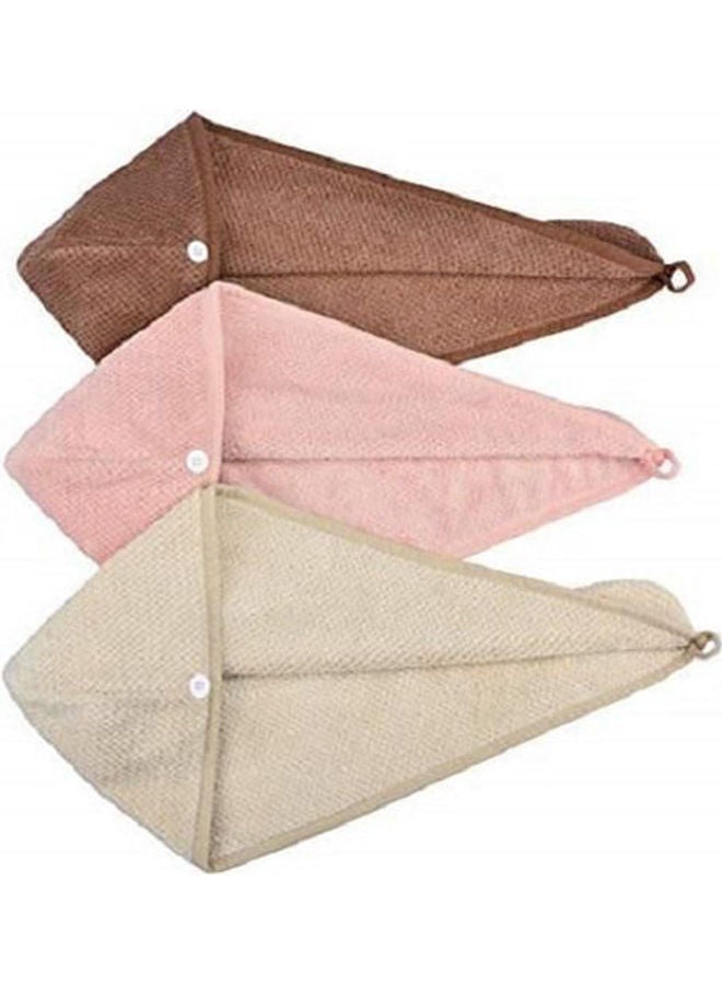 NIBEMINENT Soft Shower Hair Drying Towels Twist Turban Wrap Cap Great Gift For Long Pack of 3 Multicolour - Image 1