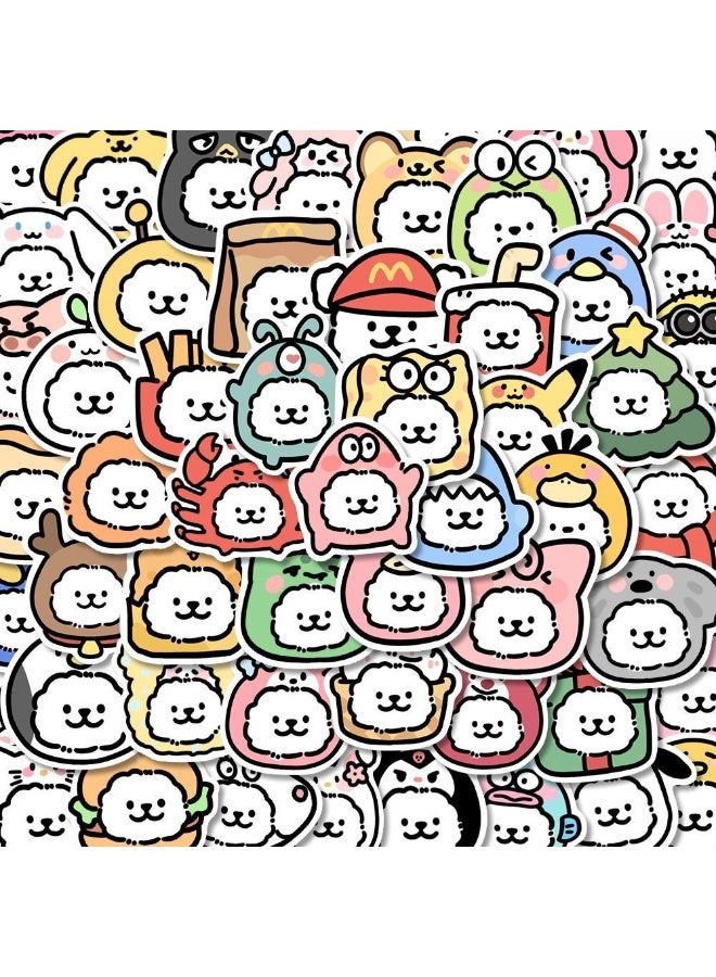 NIBEMINENT 66 Pcs Korean Line Puppy Head Cover Deco Kit Waterproof Stickers, High Definition Printing Bright Colors, Suitable for Laptop Skateboard Luggage Water Bottle Guitar DIY - Image 1