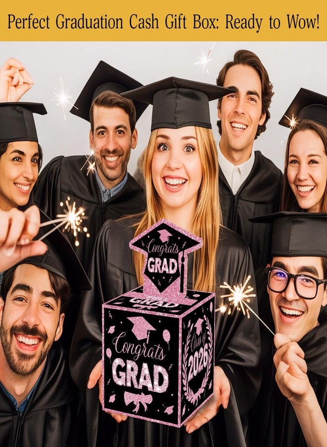 صندوق هدايا نقود التخرج من تشيل هوي 2026، أسود ووردي، حامل نقود لحفلة التخرج - Image 2