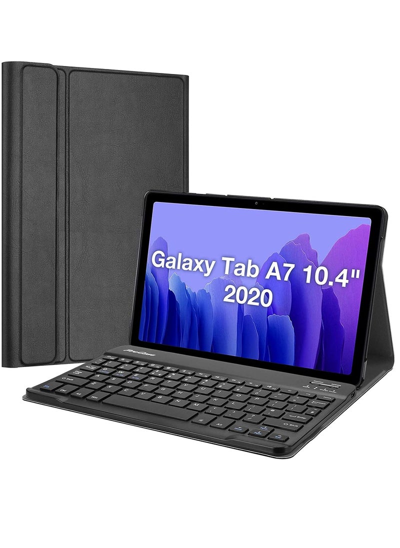 حافظة لوحة المفاتيح Galaxy Tab A7 10.4 2020 SM T500 / T505 / T507 حافظة جلدية فاخرة قابلة للفصل لوحة مفاتيح بلوتوث لاسلكية سوداء