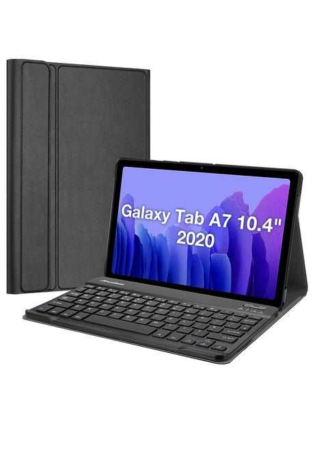 حافظة لوحة المفاتيح Galaxy Tab A7 10.4 2020 SM T500 / T505 / T507 حافظة جلدية فاخرة قابلة للفصل لوحة مفاتيح بلوتوث لاسلكية سوداء
