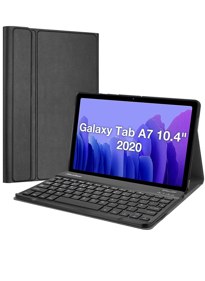 حافظة لوحة المفاتيح Galaxy Tab A7 10.4 2020 SM T500 / T505 / T507 حافظة جلدية فاخرة قابلة للفصل لوحة مفاتيح بلوتوث لاسلكية سوداء