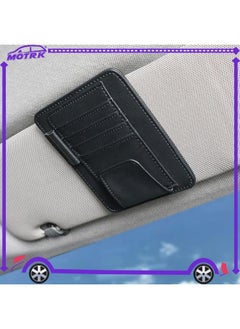 MOTRK Car Sun Visor Storage Pouch Multi-Pocket Leather Organizer Bag Car Card Glasses Storage Clip Pen Holder Auto Interior Accessory Sunglass Holder For Car, Black  - Image 5